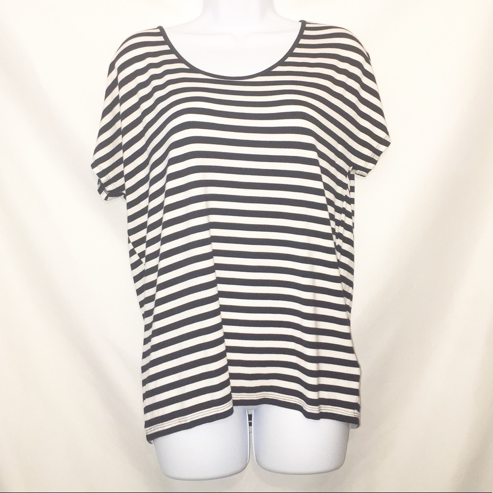 Jones NY Black and White Striped Top